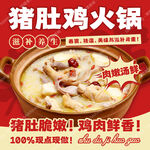 养生猪肚鸡火锅海报