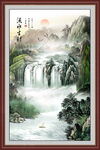 流水生财山水画壁画