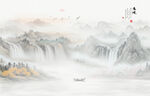 禅意水墨山水画