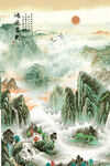 旭日东升山水画