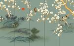 手绘花鸟背景墙