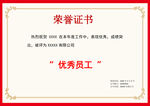 优秀员工荣誉证书展示