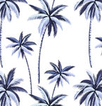 蓝白棕榈树无缝图案