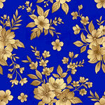 蓝色 金色 花卉 图案