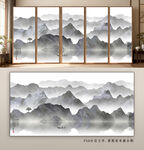 中式水墨山水屏风画