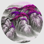 圆形装饰画中式山水画