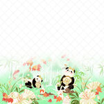 竹林中的可爱熊猫汉服