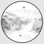 圆形山水画