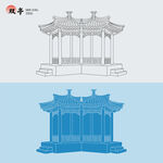 中式古建筑双亭