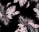 黑色背景粉色棕榈叶图案