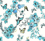 蓝花蝴蝶清新图案设计