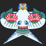 中国风蓝白莲花燕子风筝