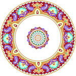 精美复古圆形民族风花纹图案