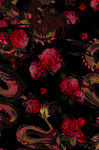黑底玫瑰花