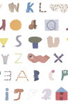 多彩卡通字母与形状图案