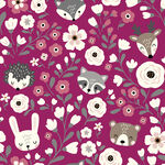 紫色背景动物花卉图案