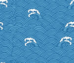 蓝色海浪与白鹤图案设计