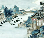 水墨古风园林山水图景
