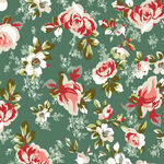 绿色花卉图案布料纹理