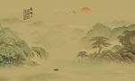 新中式水墨国画山水画背景墙壁画