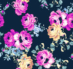 深色底绚丽花卉图案