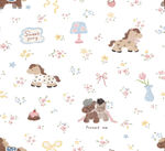 可爱动物花卉图案背景