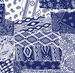 蓝白几何民族风图案拼接