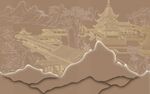 古风山水建筑插画背景