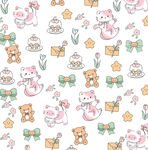 可爱猫咪与礼物装饰图案