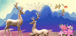 梦幻山林中的梅花鹿
