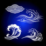 中式传统海浪云纹图案