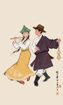 藏族男女舞蹈服饰民族风服藏族