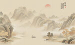 中式山水意境古风画作