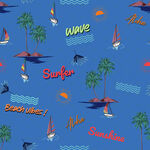 蓝色海洋冲浪帆船图案