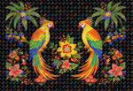 双彩鹦鹉花卉图案设计