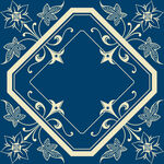 复古蓝色几何花卉装饰图案