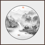 圆形水墨画