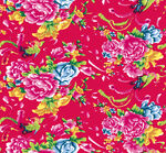 红色花卉图案布料