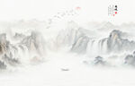 国画山水画背景墙