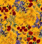 黄色底花卉图案布料