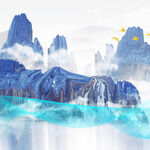 水墨山水梦幻仙境图
