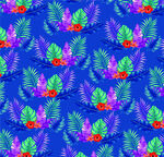 蓝色背景多彩花卉图案