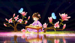 灯组古风少女坐于玉兰花蝴蝶间