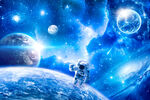 太空宇航员宇宙星空漩涡黑洞背景