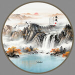圆形山水画