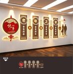 养老院新中式文化墙展板