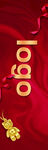 红色背景上的金色logo展示