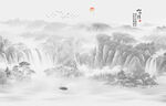 水墨山水间壁画
