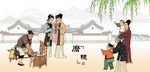 古代生活场景图磨铜镜