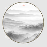 圆形山水水墨画